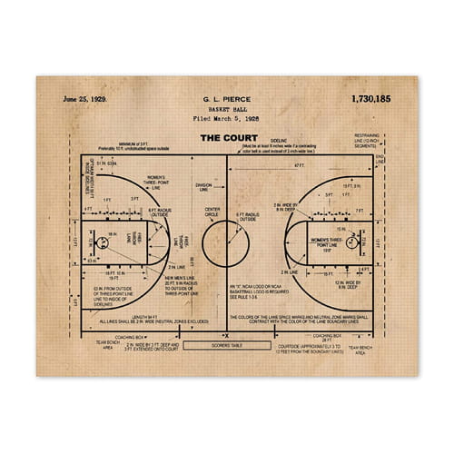 Vintage Basketball Court Patent Print