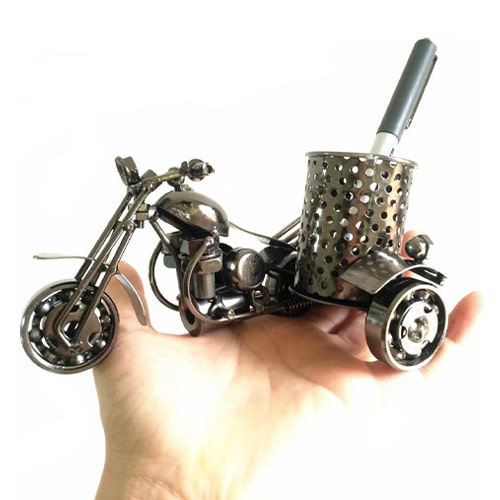 Metal Motorcycle Pen Holder